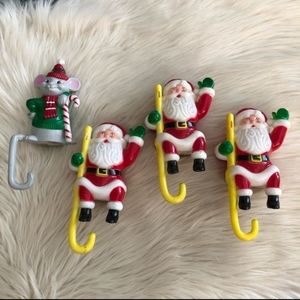 🧑‍🎄 Set of 4 Vintage Blow Mold Christmas Stocking Holders 🧑‍🎄